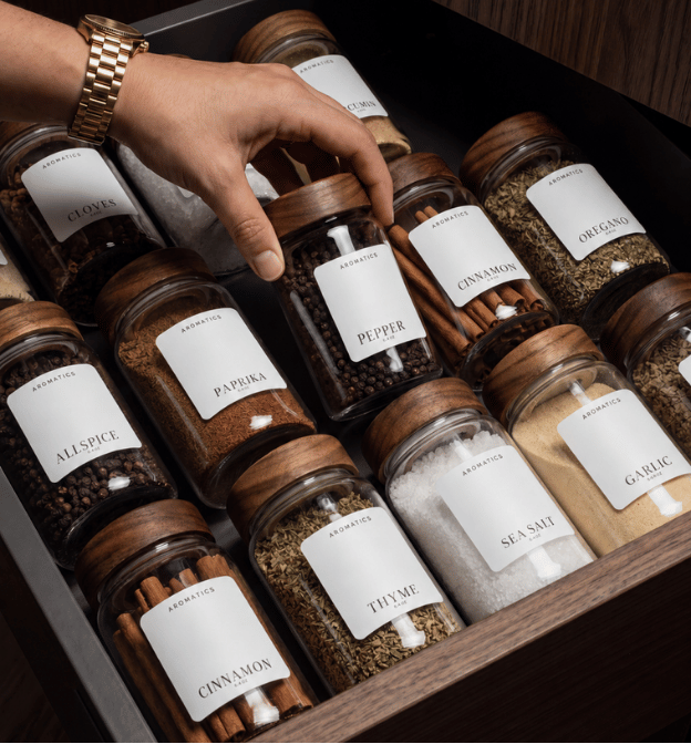 Spice Jars in a drawer