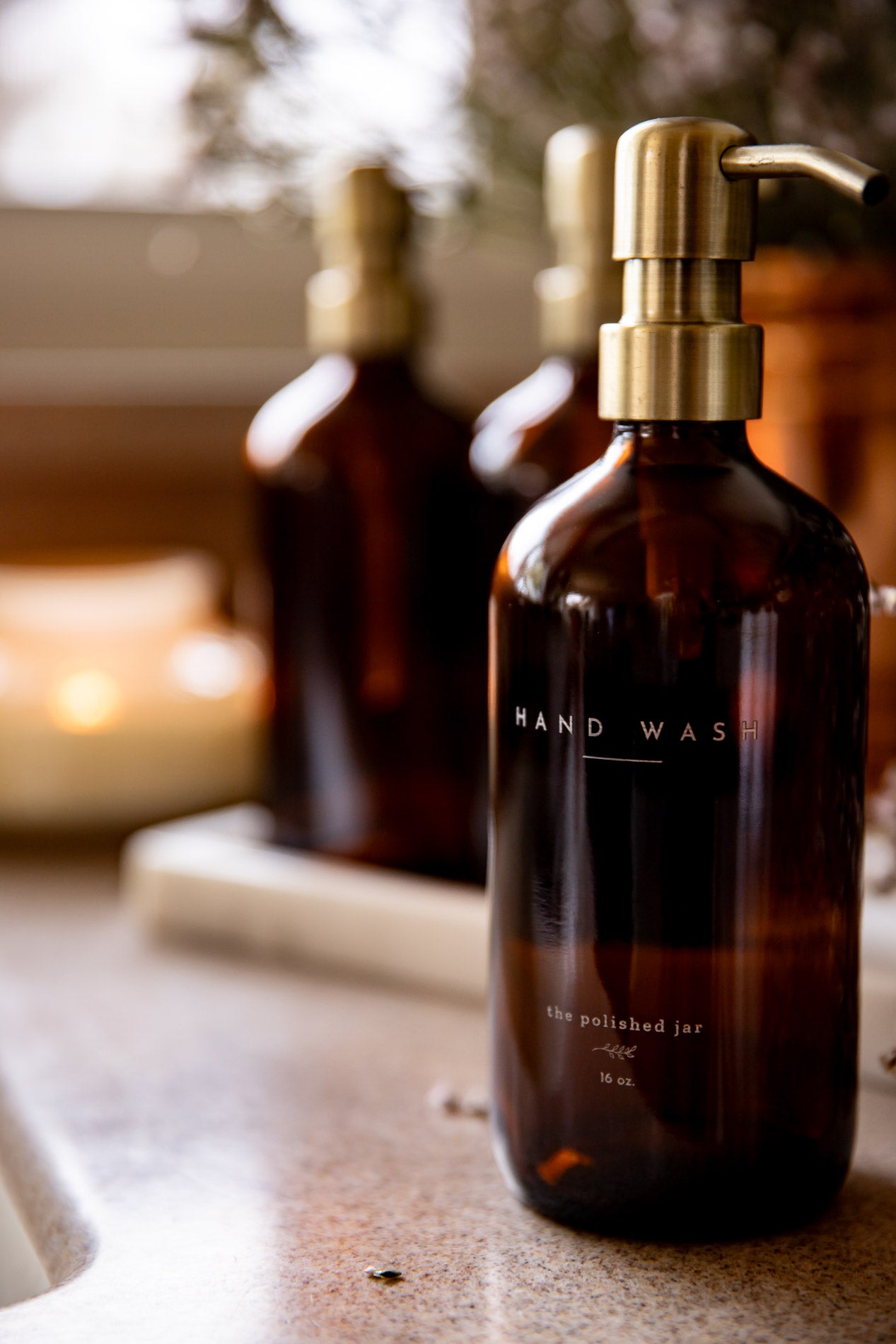 Amber Glass Soap Dispenser