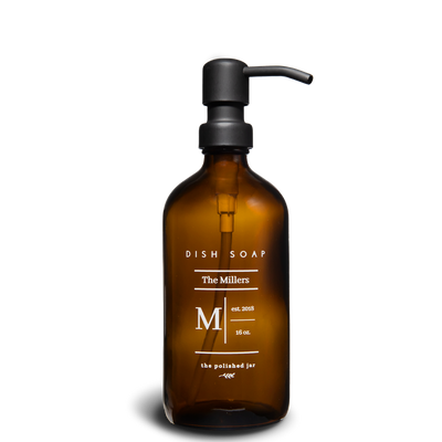 Glass Soap Dispenser | Monogram Collection in Printed, Labeled & Engraved