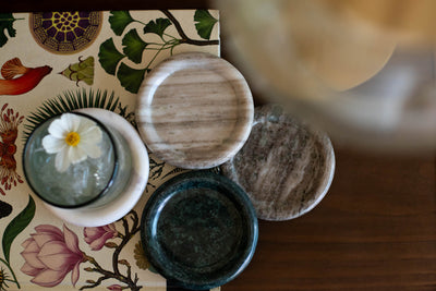 green and creams marble coasters