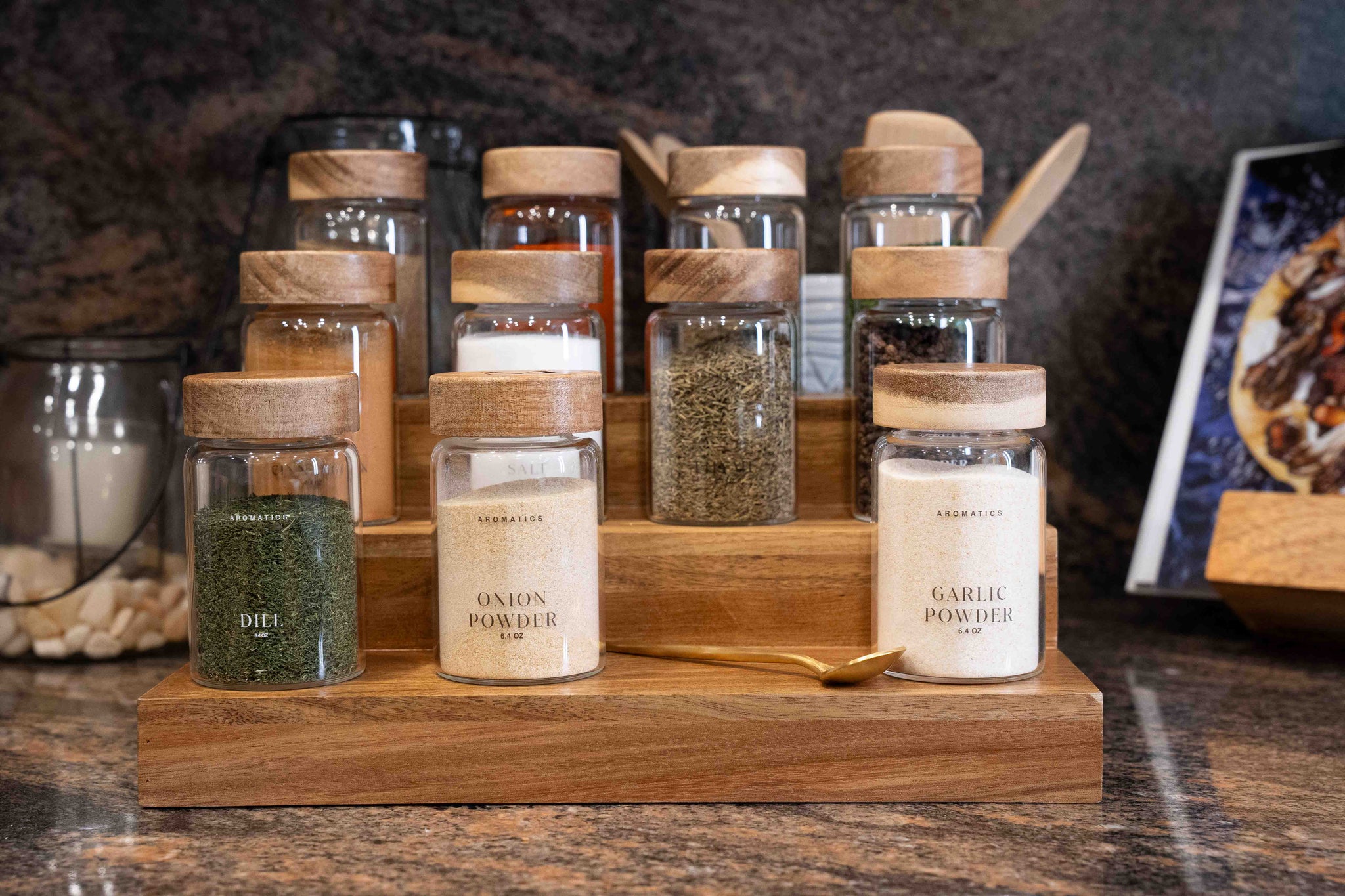filled spice jars