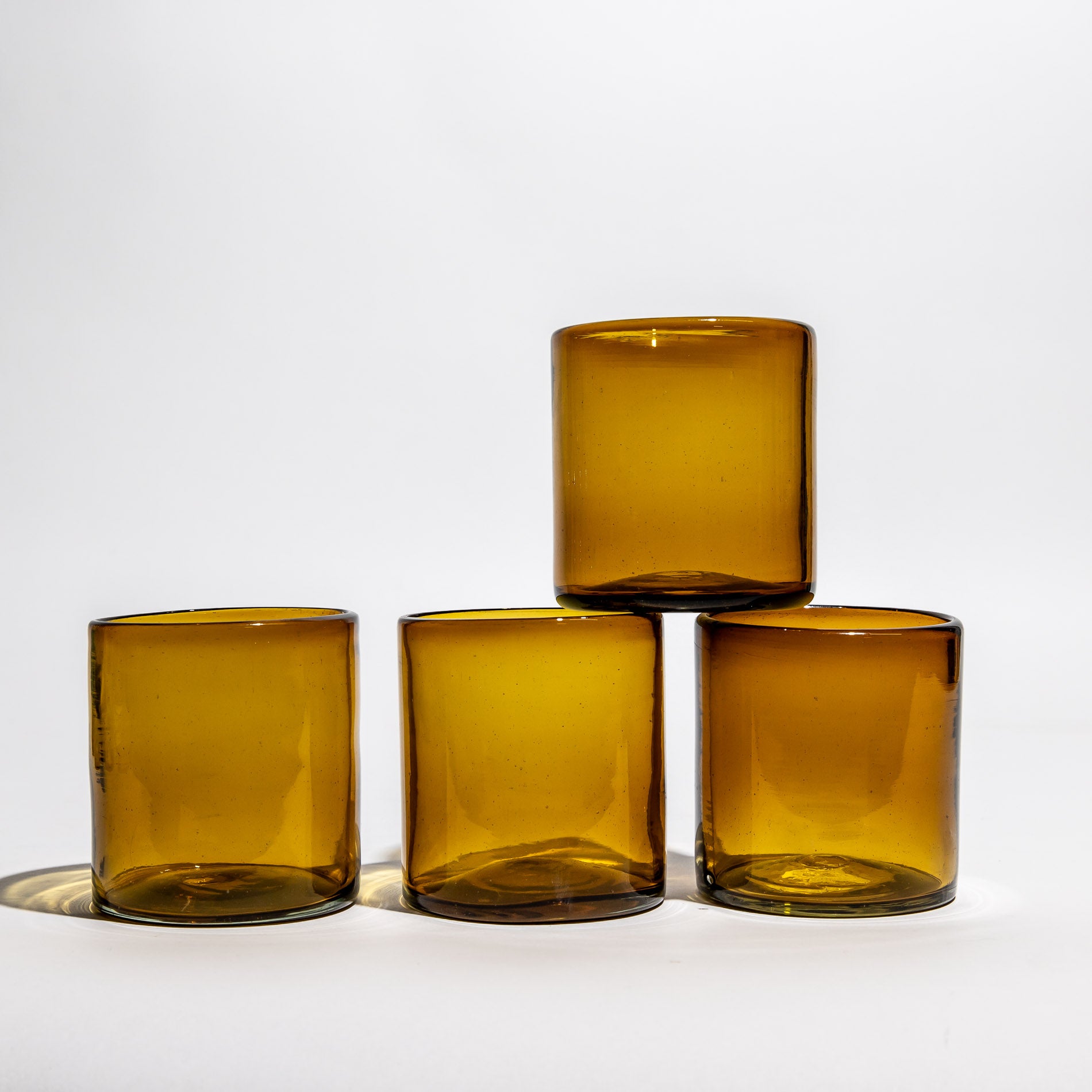 Mexican Glass Set of 4 Amber