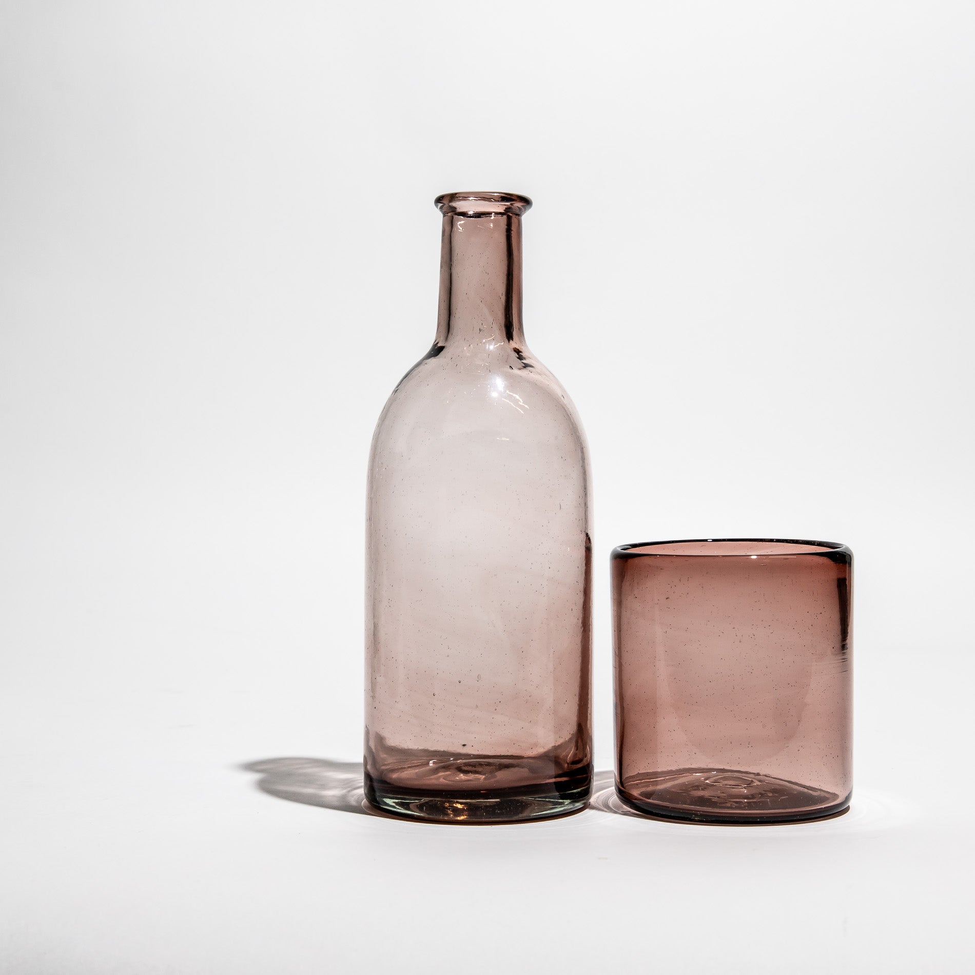 Mexican Glass Carafe and glass - Amethyst