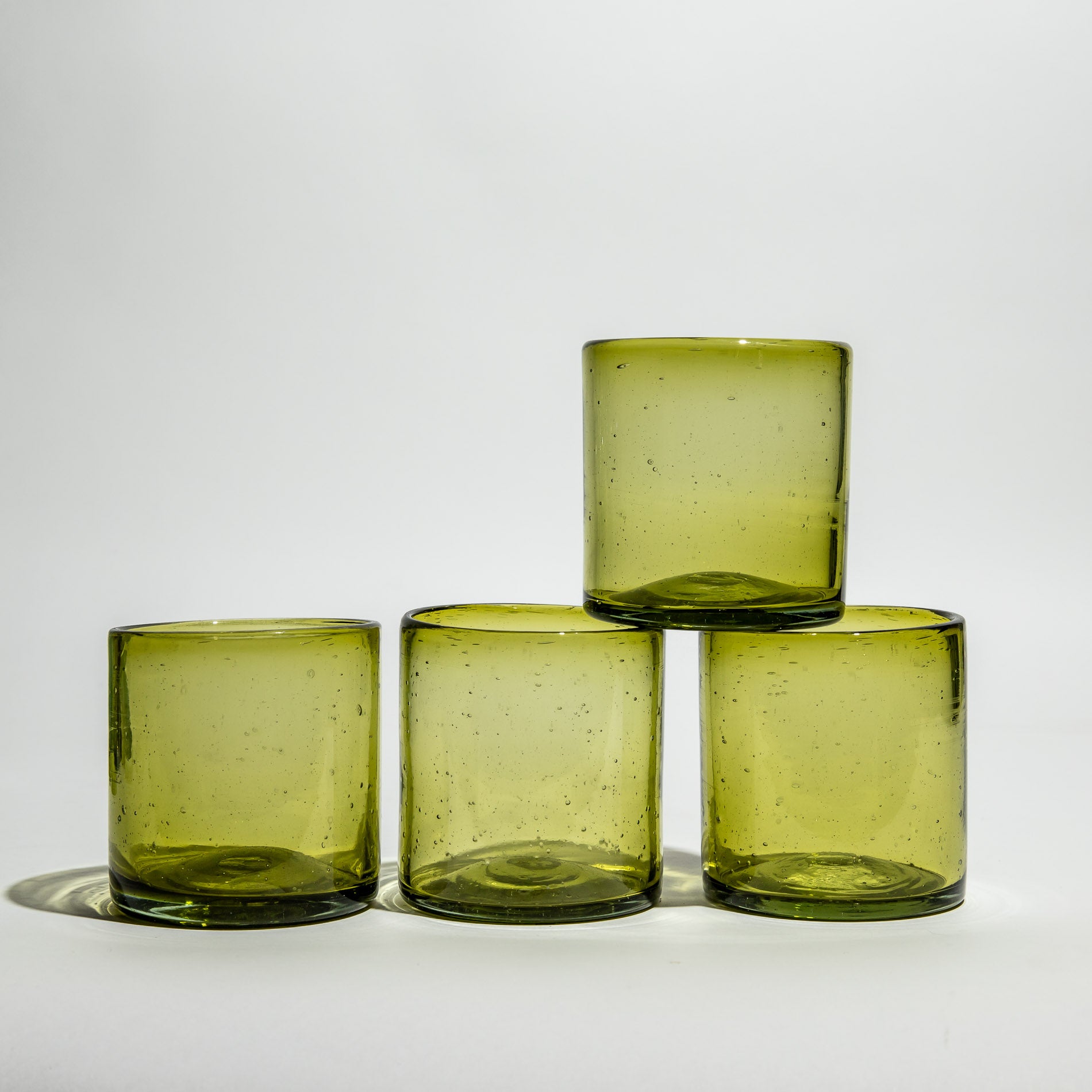 Mexican Glass Set of 4 Green