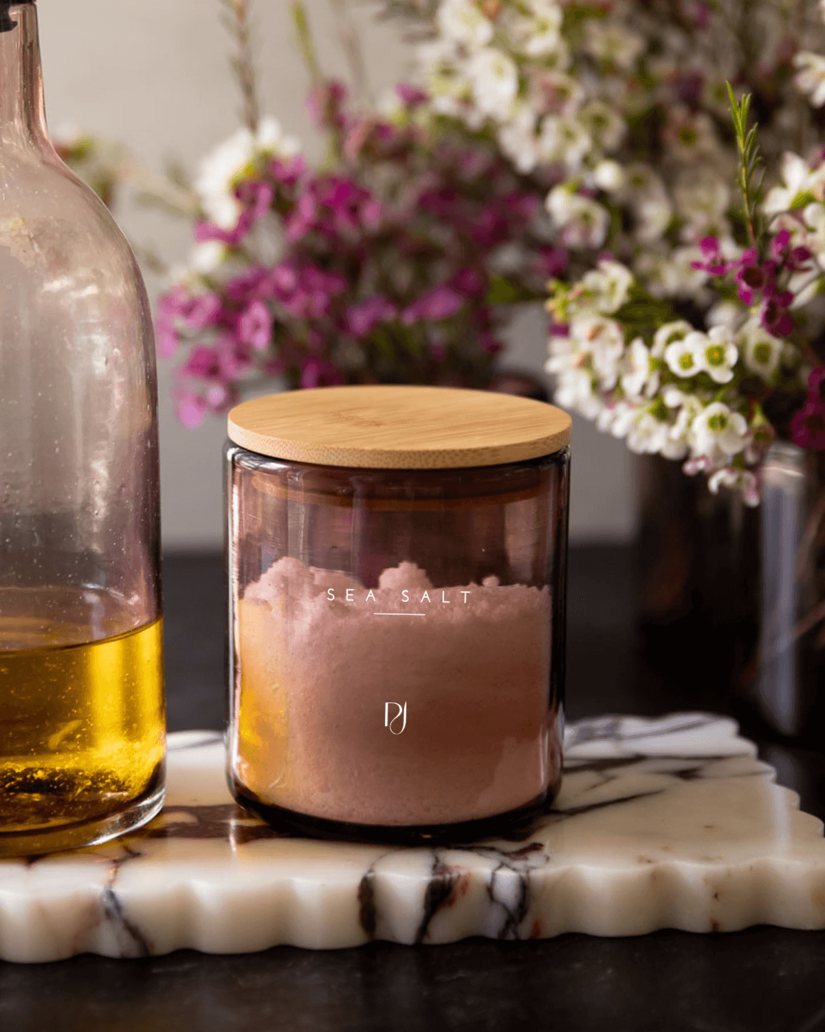 Sea Salt Handblown Glass Jar in Amethyst