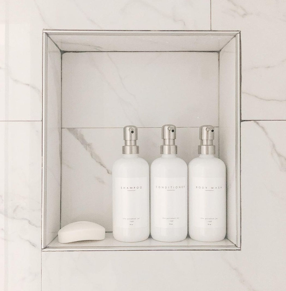 Artanis Home Silkscreened Empty Shower Bottle Set for Shampoo